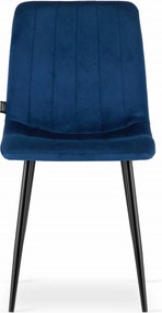 AKCIA Modrá zamatová stolička LAVA s čiernymi nohami II. akosť