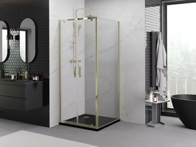 Mexen Exo, výklopný sprchový kút 80 x 80 cm, číre sklo, zlatá, 8182-080-080-50-00