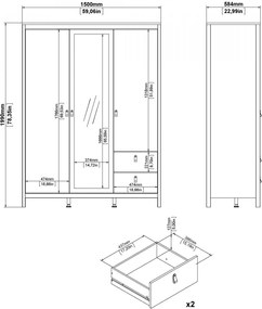 Šatní skříň Realty 150 cm se zrcadlem černá