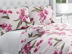 Biante Bavlnené posteľné obliečky Sandra SA-635 Ružovofialové orchidey na bielom Predĺžené 140x220 a 70x90 cm