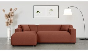 Menčestrová rohová pohovka v tehlovej farbe (ľavý roh/s leňoškou) Martin – Ropez