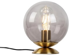 Art Deco stolná lampa mosadz s dymovým sklom - Pallon