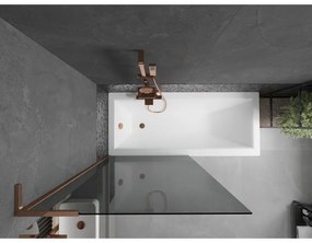 Mexen Next L, 1-krídlová vaňová zástena 90 x 150 cm, 6mm šedé sklo, ružové zlato profil, 895-090-000-03-40-60
