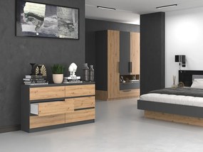 Komoda Musecalo 6 140 (antracit + dub artisan). Akcia -23%. Vlastná spoľahlivá doprava až k Vám domov. 1132818