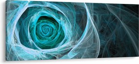 Obraz - Abstraktné ruže modrá s čiernym pozadím (120x50 cm)