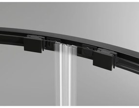 Mexen Exo, asymetrický sprchový kút s posuvnými dverami 100 x 100 cm, 6mm číre sklo, čierny profil, 8132-100-100-70-00