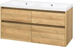 Mereo Opto, kúpeľňová skrinka s umývadlom z liateho mramoru 121 cm, dub Riviera, MER-CN923M