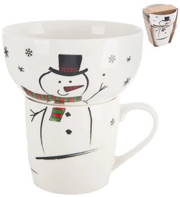 Biela porcelánová súprava hrnčeka a misky s vianočným motívom 2 ks 350 ml – Orion