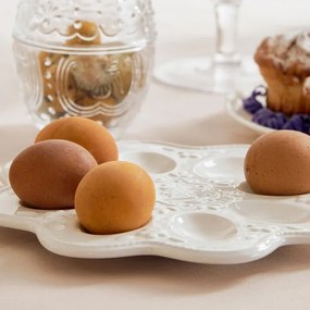 Tanier na vajíčka ADELIA biely, zdobený 965238
