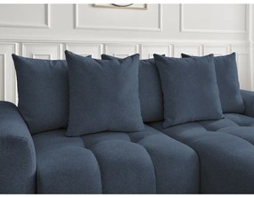 Modrá ženilková rozkladacia/s úložným priestorom rohová pohovka (pravý roh/s leňoškou) Roxelane – Bobochic Paris