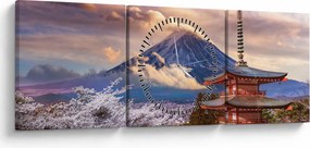 Obraz - Hora Fuji (s hodinami) (90x30 cm)