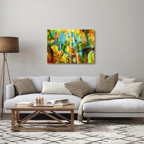 Sklenený obraz - Architektúra, kubistická abstrakcia (70x50 cm)