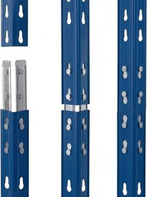 Kovové regály RIVET PRO 180x150x60 DTD drevotrieska 4 úrovne modro-oranžová