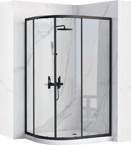 Rea Look, štvrťkruhová sprchová kabína 100x80x190 cm, pravá verzia + biela sprchová vanička, KPL-K7900