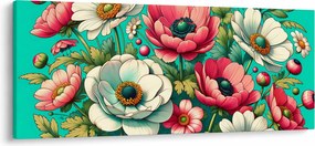 Obraz - Kvety na modrom pozadí (120x50 cm)