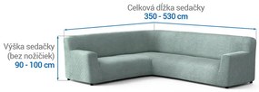 Bielastické poťahy COSTINA mätová rohová sedačka (š. 350 - 530 cm)