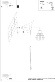 Sollux SL.1164 - Nástenná lampa SUBA 1xE27/15W/230V čierna