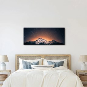 Obraz nočnej oblohy s horou (120x50 cm)