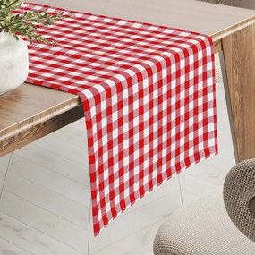 Biante Bavlnený behúň na stôl Olivia OL-008 Červeno-biela kocka malá 35x140 cm