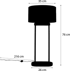 Stojacia lampa béžová s oválnym bielym ľanovým tienidlom 35 cm - Thijmen
