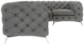 Sivá zamatová rohová pohovka (pravý roh/do L) Chelsea – Ropez