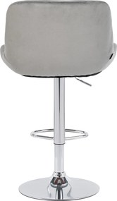 Barová stolička Solon - zamat, chróm rám - šedá