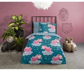 Bavlnené detské obliečky do postieľky v petrolejovej farbe 120x150 cm Princesse – Good Morning