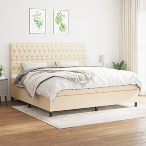 Boxspring posteľ s matracom krémová 200x200 cm látka 3142046
