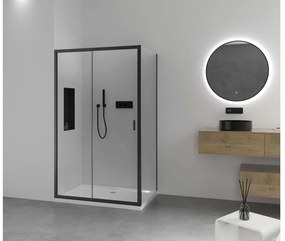 CERANO - Sprchovací kút Varone LINE L/P - čierna matná, transparentné sklo - 130x90 cm - posuvný, CER-CER-DY505B-90111