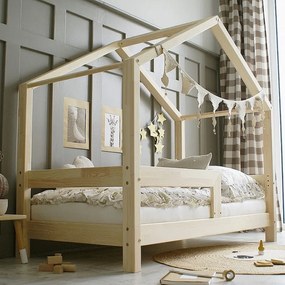 Domčeková posteľ Housebed so zábranou - 80 x 160 cm / prírodná