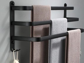 Nástenný vešiak na uteráky ATHOS 50 cm - čierny