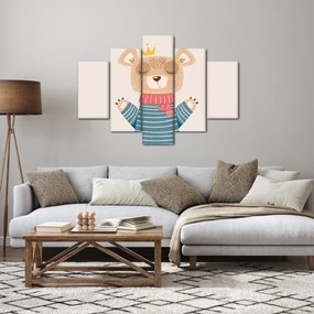 Obraz - Béžový medvedík s korunkou (150x105 cm)