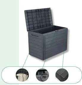 Úložný box WOODEBOX - 190L, 78x44x55cm, antracitová Prosperplast
