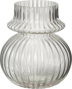 Transparentná sklenená váza s rebrovaním Kanno - Ø 15*17 cm
