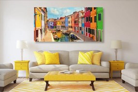 Obraz pastelové domčeky v mestečku - 100x50