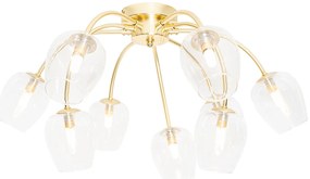 Klasické stropné svietidlo zlaté so sklom 9-svetlo - Elien