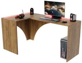 Rohový LED PC stolík Uhlominn (craft zlatý). Akcia -21%. Vlastná spoľahlivá doprava až k Vám domov. 1092074