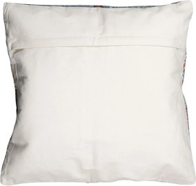 Modrá režná bavlnená obliečka na vankúš s ornamentmi - 50*50 cm