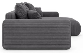 Sivá menčestrová rozkladacia rohová pohovka s úložným priestorom (variabilný roh) Luma – Ropez