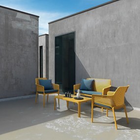 NET RELAX záhradná stolička s podrúčkami senape