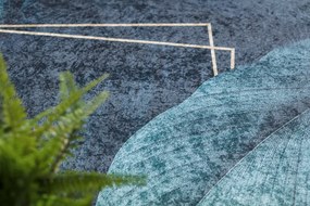 Dywany Łuszczów, Kusový koberec ANDRE Leaves 1170, 80x150, modrá, chodba / predsieň