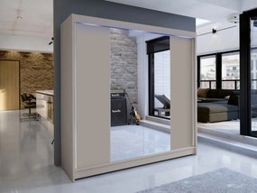 Šatníková skriňa s posuvnými dverami Bar II, Farby: čierna, Osvetlenie: osvetlenie LED RGB - farebné