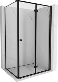 Mexen Mist-F T, 1-krídlový skladací sprchový kút pravý 100 x 110 cm, číre sklo-čierny rám, 8A6T-100-110-70-70-P