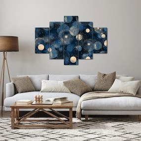 Obraz - Modro-zlaté krúžky (150x105 cm)