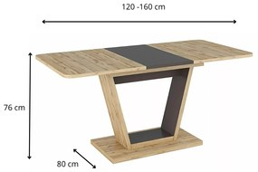 Rozkládací jídelní stůl 120/160 cm Nigel černý/dub wotan