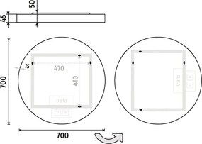 Nimco Biele LED zrkadlo pr. 700 s dvoma dotykovými senzormi - ZPB 31001RVX-05