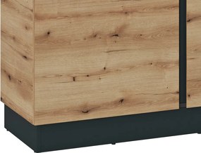 Nízká vitrína Corte, dub coast/tmavo šedá