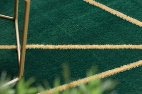 Koberec EMERALD exkluzívny 1013 glamour, styl geometrický fľaškovo zelený / zlatý