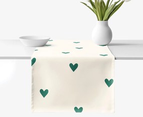 Goldea behúň na stôl 100% bavlnené plátno - srdiečka na slonovej kosti 35x140 cm