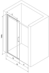 Mexen Omega, posuvné sprchové dvere do otvoru 160x190 cm, 8mm číre sklo, chrómový profil, 825-160-000-01-00